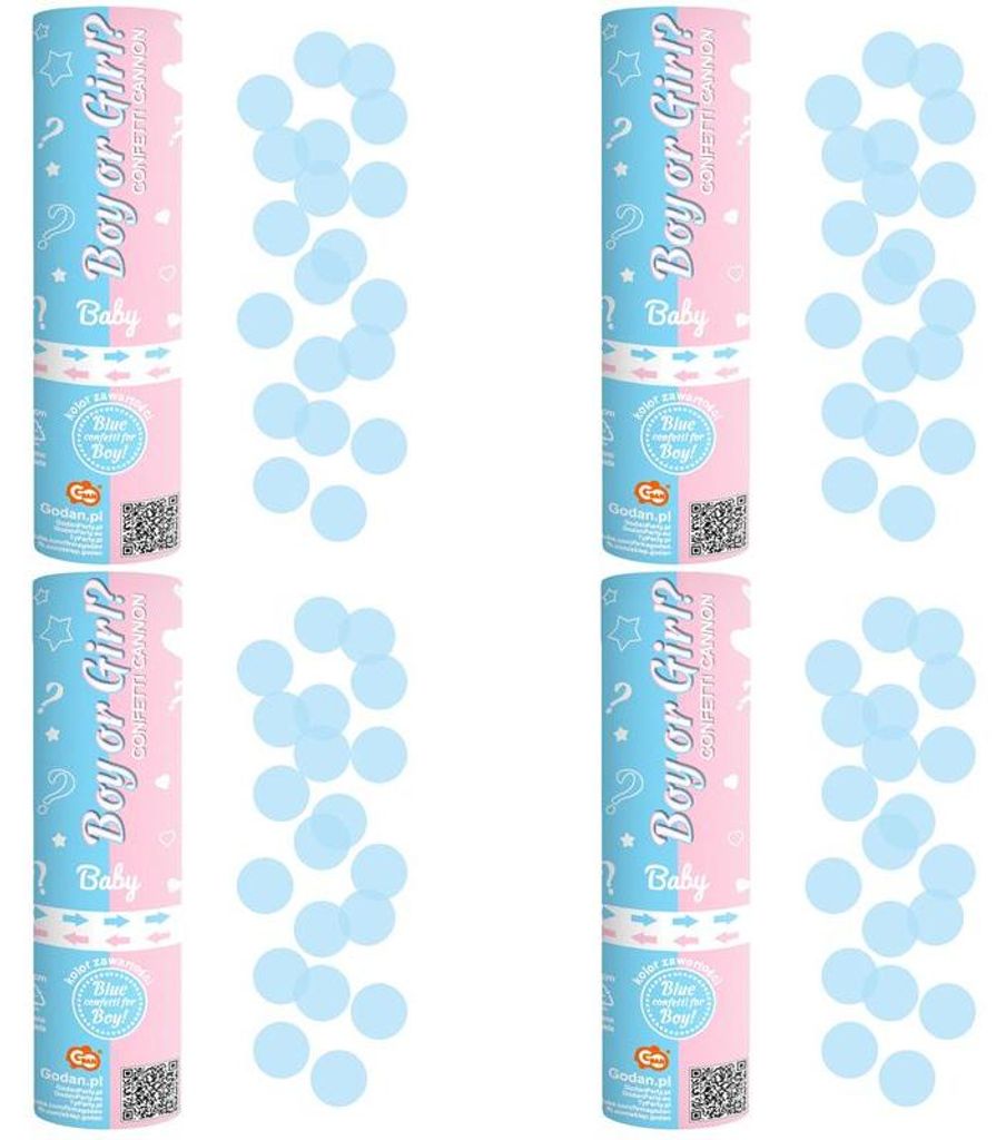 4 Konfettikanone Babyshower hellblau Junge Produktbild 