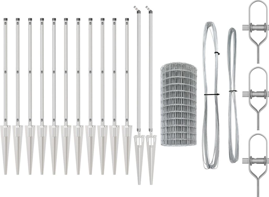 Euro-Zaun mit 13 Stachelpfeilern 0.8x25 m Feuerverzinkter Stahl, Drahtzäune DesignMöbel Neu