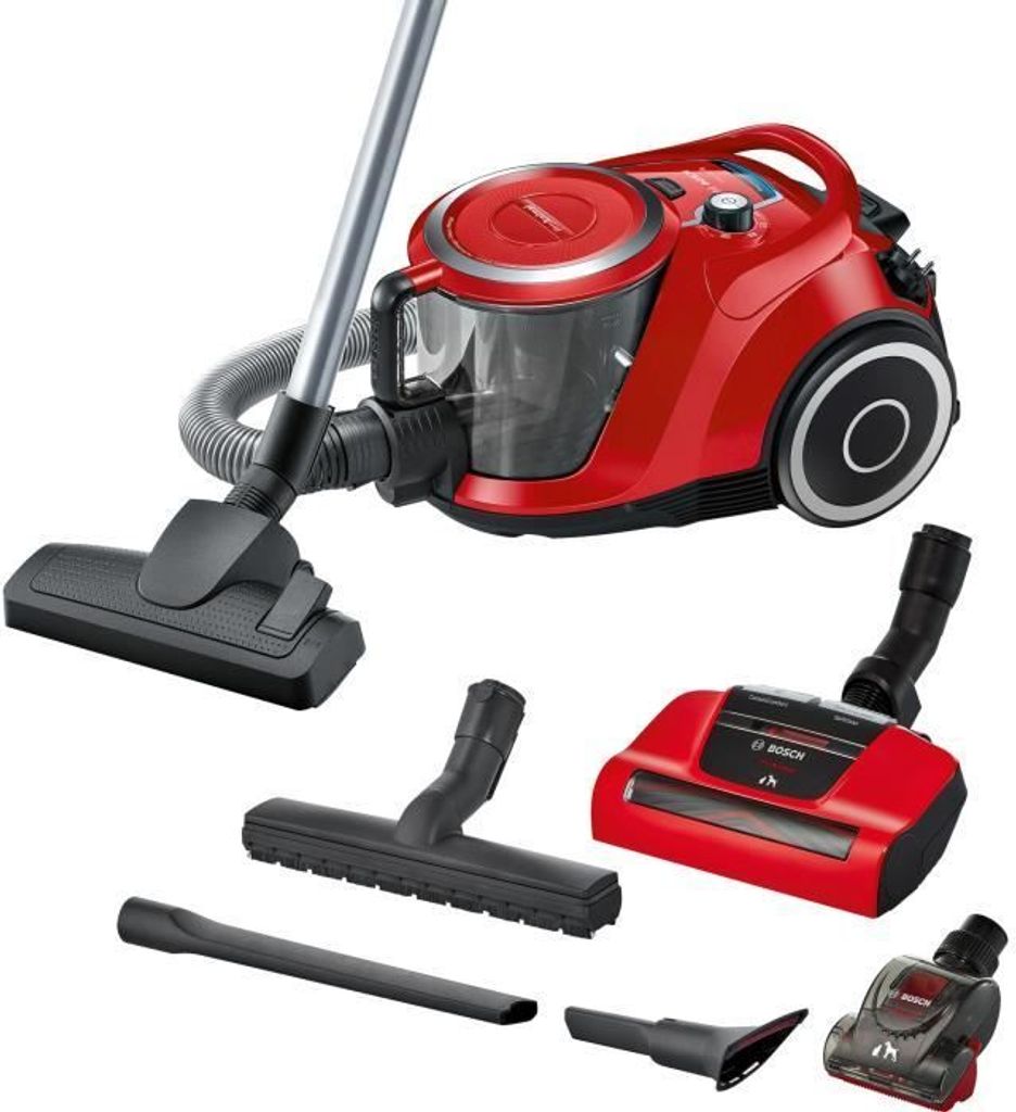 Staubsauger, Bosch BGS41PET1 Serie 6, Staubsauger ohne Beutel, ProAnimal, SensorBagless-Technologie, AirTurbo Plus-Bürste, Rot