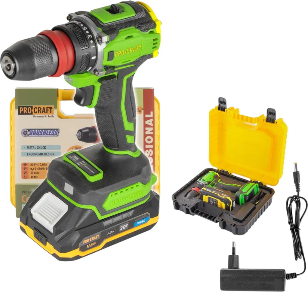 Trapano Avvitatore Procraft PA18PRO 20V Brushless - Kit Completo