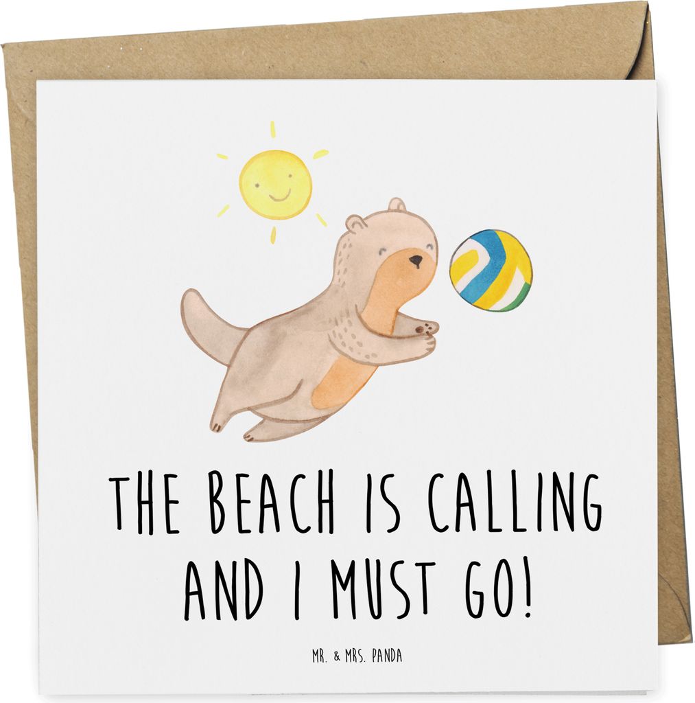 Mr. & Mrs. Panda Klappkarte Sommer Meer Strand - Weiß - Geschenk, Grußkarte, doppelkarte, Glückwunschkarte, Urlaub Am, Frühling, Strandurlaub, ...