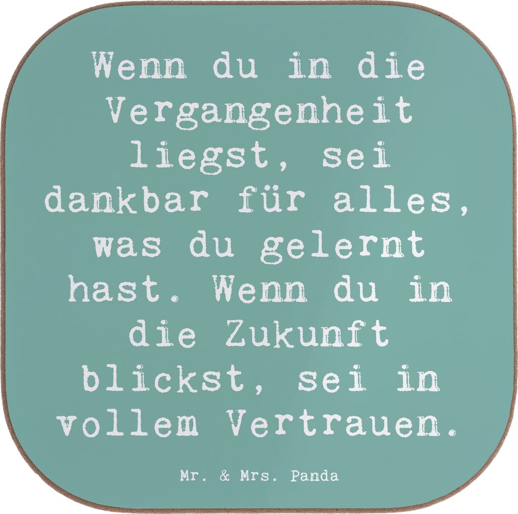 Mr. & Mrs. Panda Untersetzer für Gläser Spruch Freude und Vertrauen - Meeresbrise - Geschenk, Gefühl, Motivation, Tassenuntersetzer, Coaster, in...