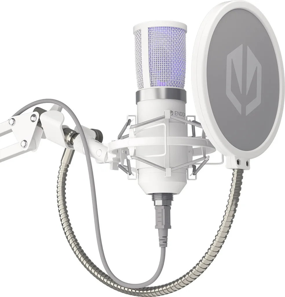 Microphone pour Podcast et Gaming Solum Onyx White USB avec Support Bras - 2