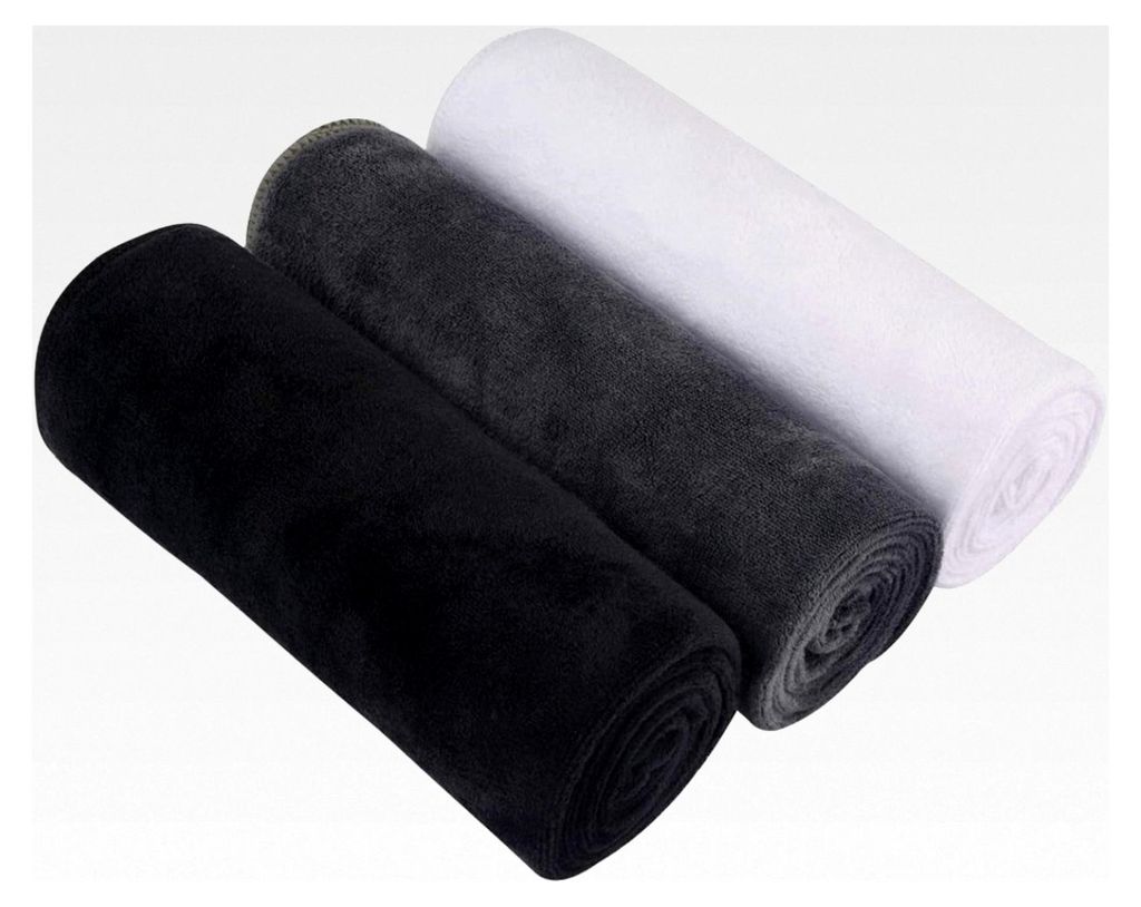 Mikrofaser Sporthandtücher Saugfähige Trainingshandtücher für Fitness, Sauna und Reisen 40cm x 80cm 3 Stück Schwarz Weiß Grau