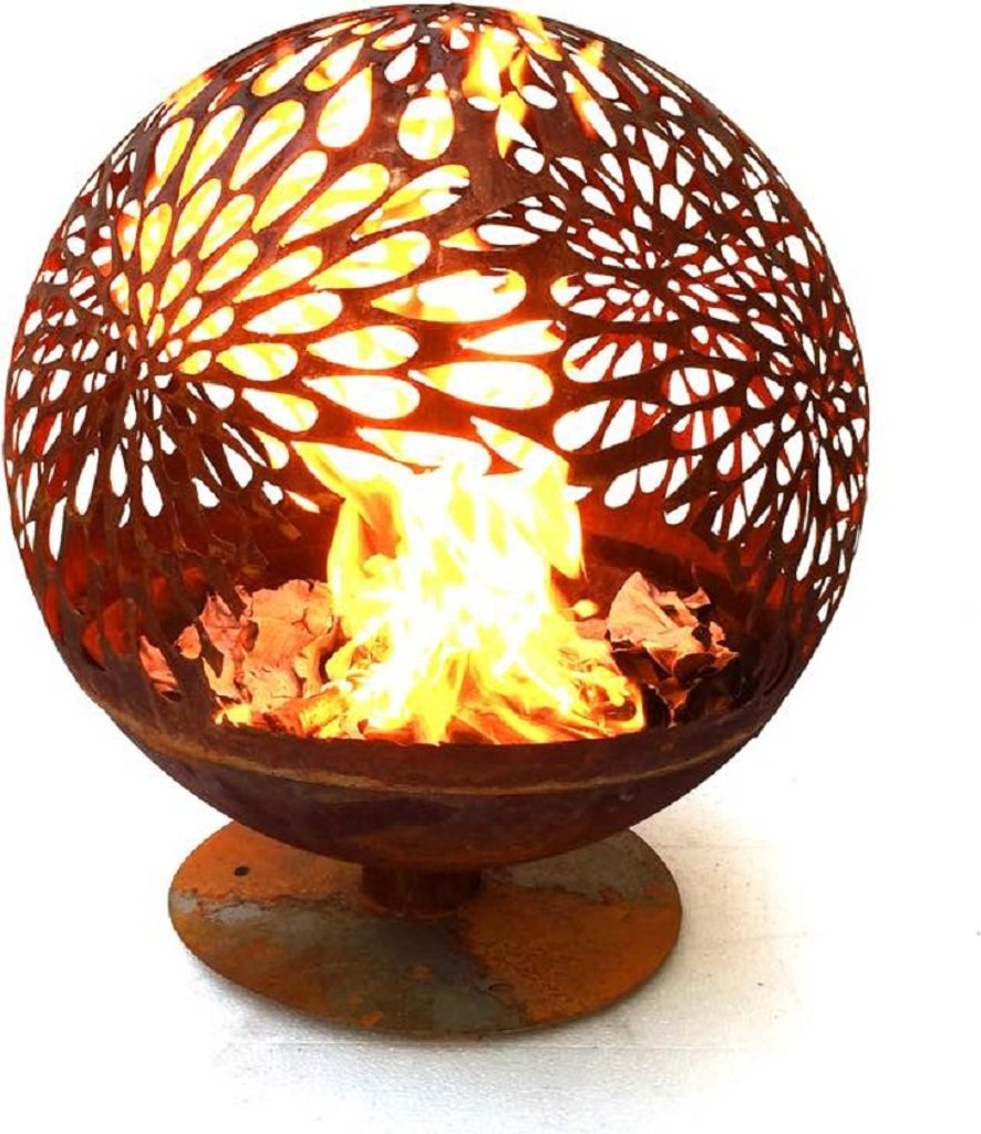 Feuerstelle Feuerkorb Romantik aus Cortenstahl Roststahl 80/80/90 cm