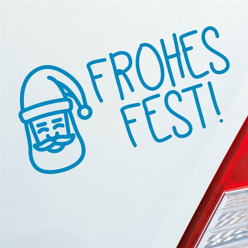 Auto Aufkleber Fohes Fest! Santa Claus Weihnachten Christmas Advent XMAS 19x9,5 cm Hellblau Sticker Heckscheibenaufkleber