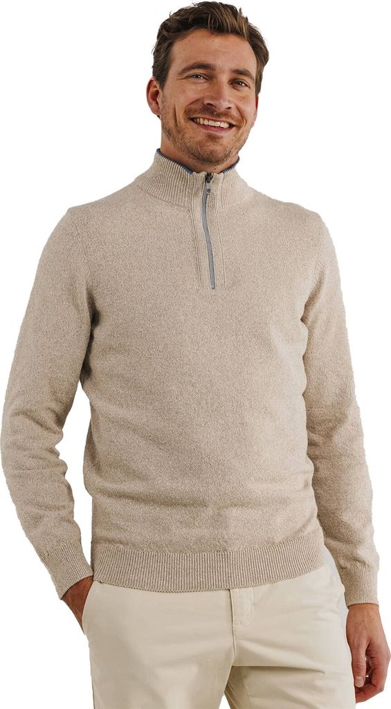 State of Art Half-Zip-Pullover beige meliert weiter Schnitt