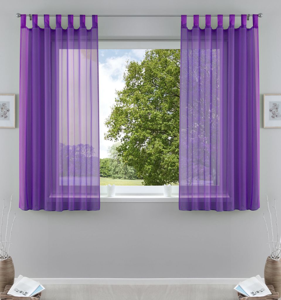 2er-Pack Gardinen Transparent Vorhang Set Wohnzimmer Voile Produktbild 