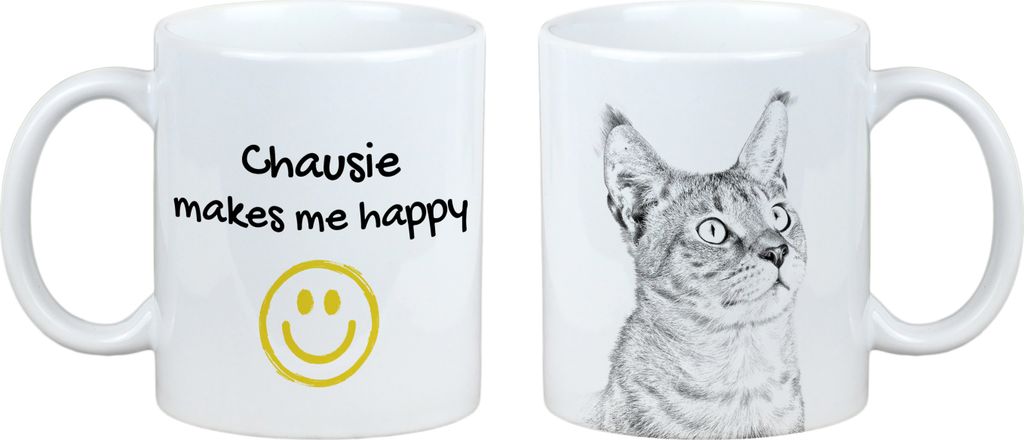 Chausie - Tasse mit Katze, fröhliche Tasse für Hundefreunde, personalisiertes Geschenk der Marke Art-Dog