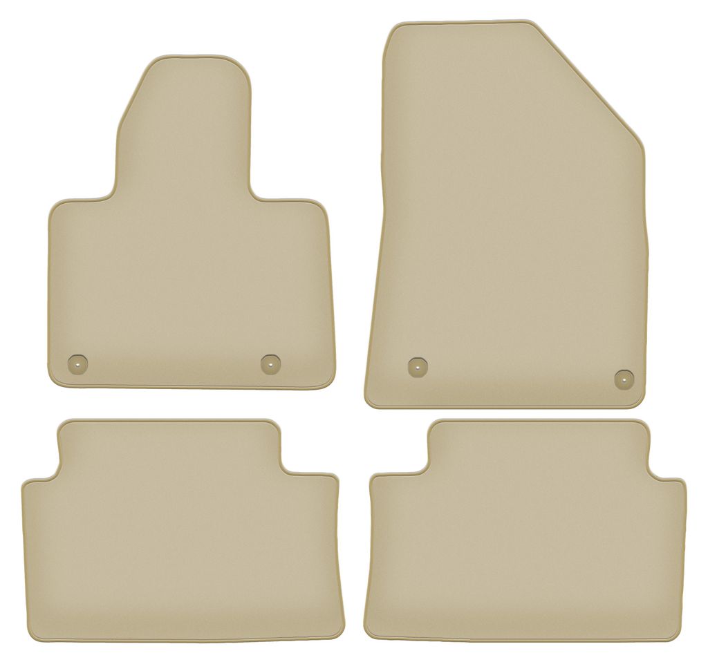 Velours-Fußmatten PREMIUM beige passend für Citroen C5 II X7 (2008-2017, Liftback, Limousine, Kombi, Tourer) – mit Befestigungen – passgenau