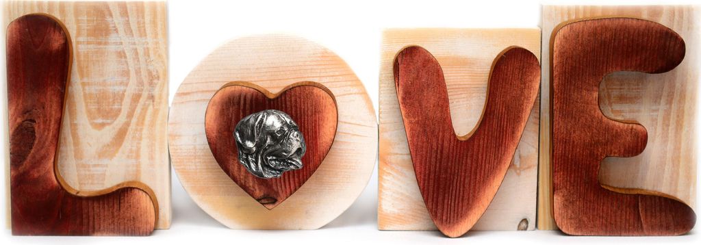 Bordeauxdogge, Dogue de Bordeaux I - Holzschriftzug LOVE, Innendekoration mit Hund, entzückende Dekoration für das Regal der Marke Art-Dog
