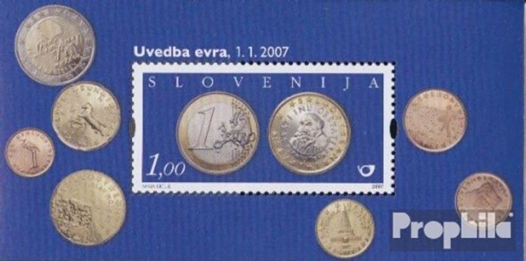 Briefmarken Slowenien 2007 Mi Block31 (kompl.Ausg.) postfrisch Einführung Euro-Währung