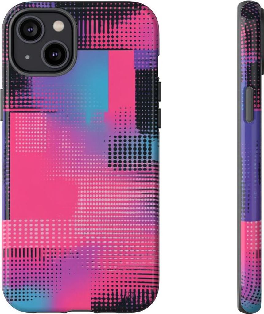 Lebhaftes abstraktes Geometriemuster – Hülle Kompatibel mit iPhone 14 Plus