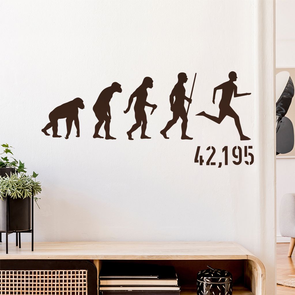 IVII,195 Marathon Evolution Wandtattoo Wandaufkleber Wall Sticker - Dekoration, Küche, Wohnzimmer, Schlafzimmer, Badezimmer