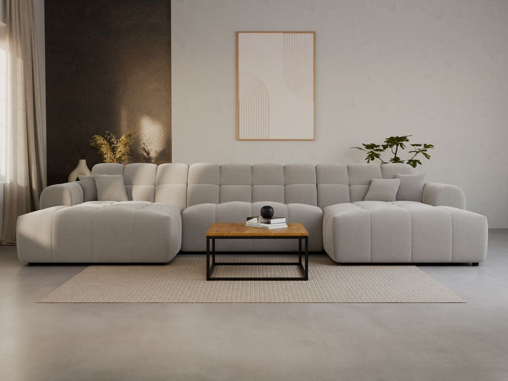 LetSit Ecksofa Andrea U Curio Universal Freistehendes Loungesofa Bequemes Ecksofa zum Entspannen Schmutzabweisend Für Wohnzimmer Schlafzimmer Beige