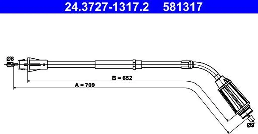 ATE 24.3727-1317.2 Cavo Freno a Mano per Volvo S80 | Ricambio OE 31265830