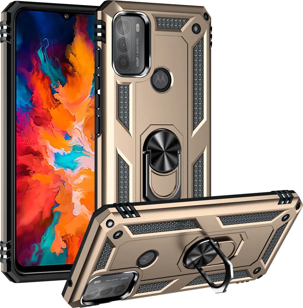 Custodia Moto G50 4G Oro con Anello | Protezione Bimbi e Cadute