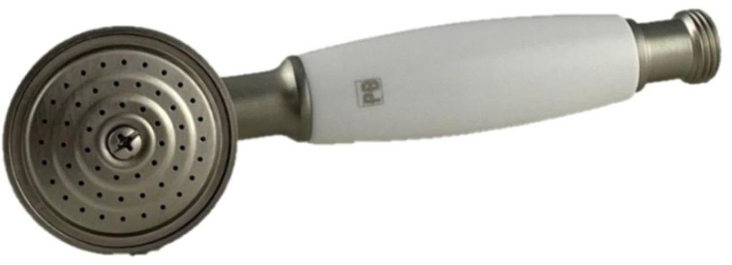 PB klassische Edelstahl-Handbrause mit weißem Griff 1208957105