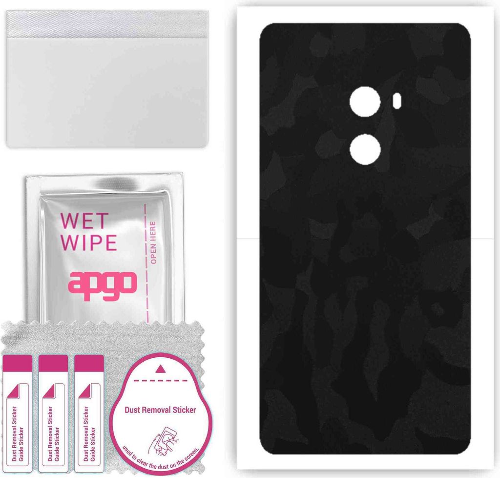 apgo Rückseite Schutzfolie, Skin, kompatibel mit Xiaomi Mi Mix 2, Hinten Displayschutzfolie aus Vinylfolie, kratzfest, einfache Montage - Schwarze...