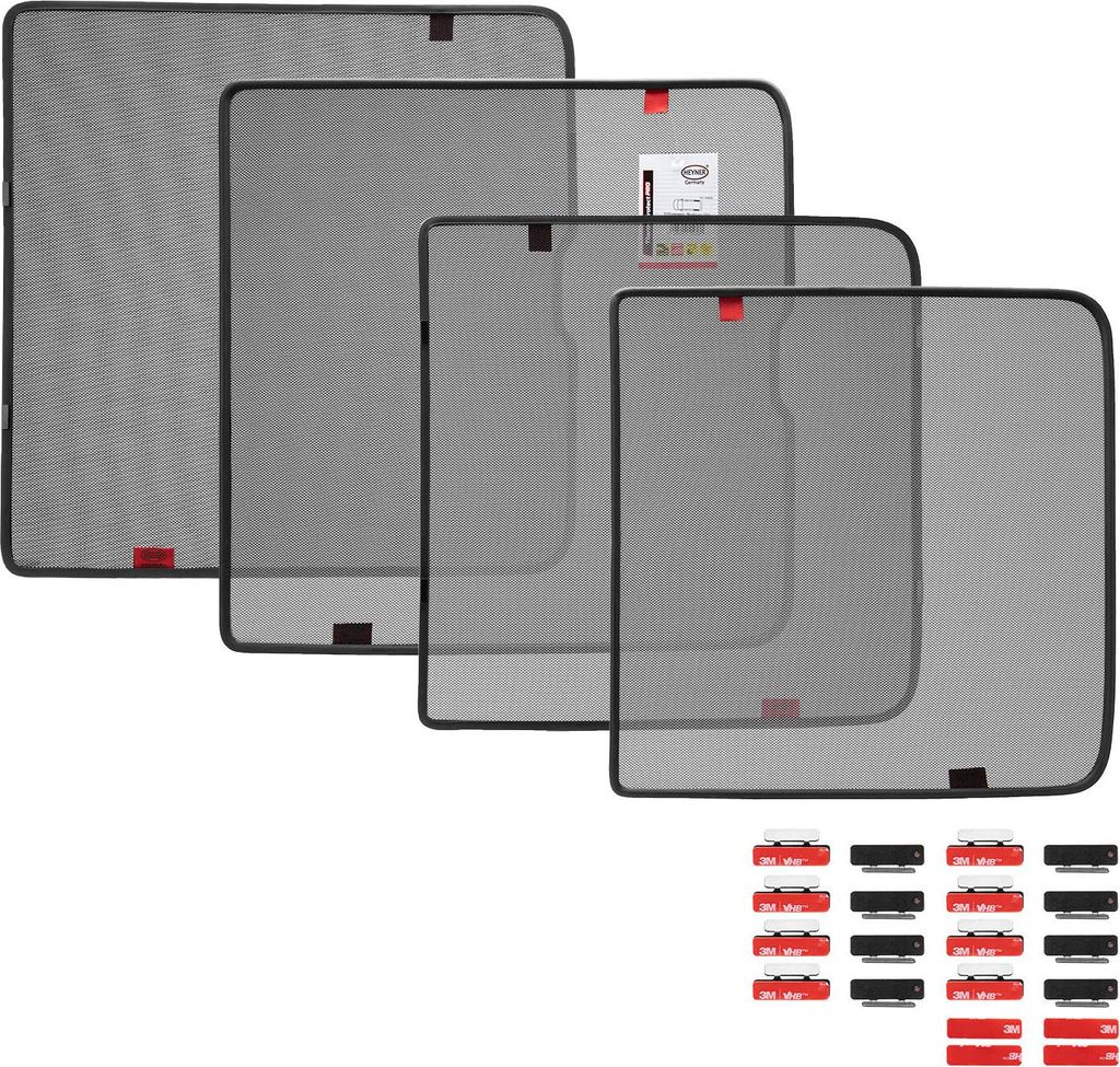 HEYNER Sonnenschutz VW T5 I 4-teiliges Set, Magnethalterung, OEM Passform, für Festverglasung, grau-schwarz, THERMO PROTECT PRO