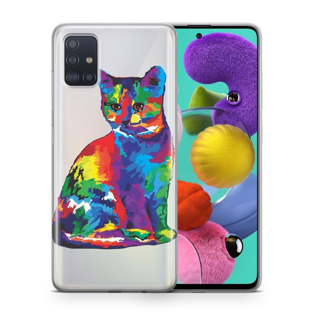 Handyhülle Schutzhülle für Vivo Y70 Case Cover Tasche Bumper Etuis TPU, Modell:Vivo Y70, Motiv auswählen:Bunte Katze