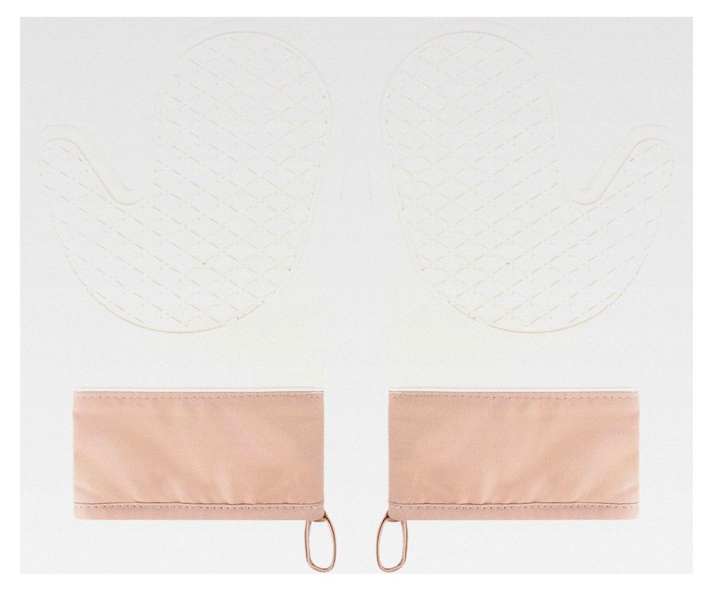 Hitzebeständige Ofenhandschuhe, 2 Stück Topflappen, Silikon mit Anti-Rutsch-Oberfläche, Innenseite aus Baumwolle, beige