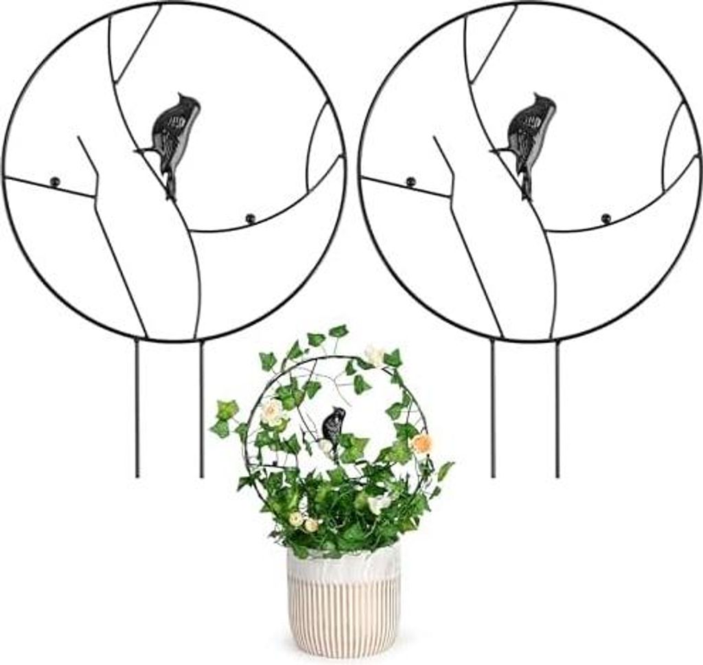 2 Stück Rankgitter für Zimmerpflanzen und Garten - Metall Rankhilfe für Topfpflanzen, Stabile Pflanzenstützen für Deko Wohnzimmer (Vogel)