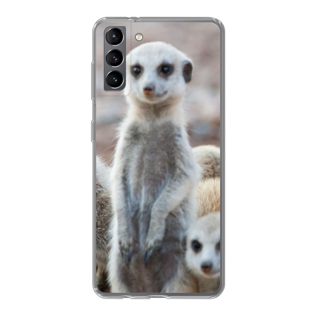 MuchoWow Handyhülle Schutzhülle Hülle für Samsung Galaxy S21 Plus Neugierige Erdmännchen Silikon Softcase Handy Hülle - Handy-Tasche