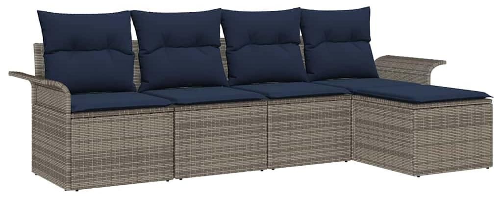 vidaXL Gartensofa-set mit Kissen 5 pcs Grau Poly-Rattan