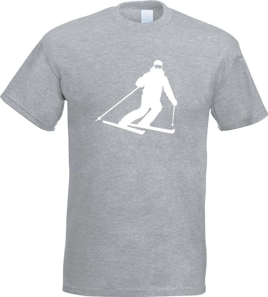 Kiwistar - T-Shirt - Graumeliert - Skifahrer Skiläufer Langlauf Herren Funshirt Bedruckt Design Sprüche Spruch Motive - mit Motiv Bedruckt - Funs...