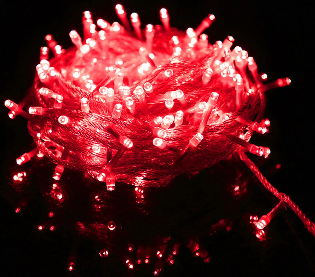 Luci Fatate Rosso Caldo 10m Su Filo Di Rame, 100 LED A Batteria Per Decorazioni Natalizie, Matrimoni E Feste - MSC