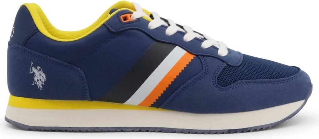 U.S. Polo Assn. Herren Sneaker Schnürer Turnschuhe Schnürschuhe, Größe:EU 46, Farbe:Blau-marine,gelb