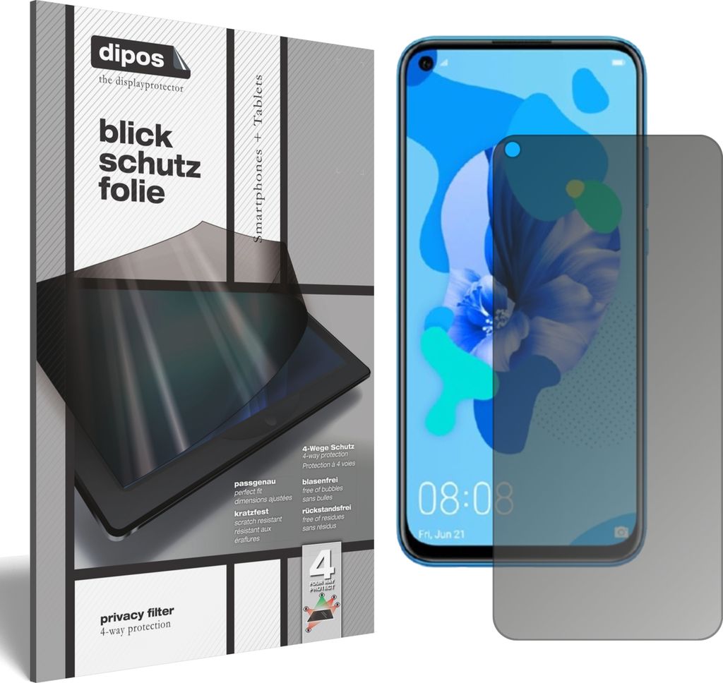 Blickschutzfolie für Huawei nova 5 matt Schutzfolie Folie Display Schutz dipos