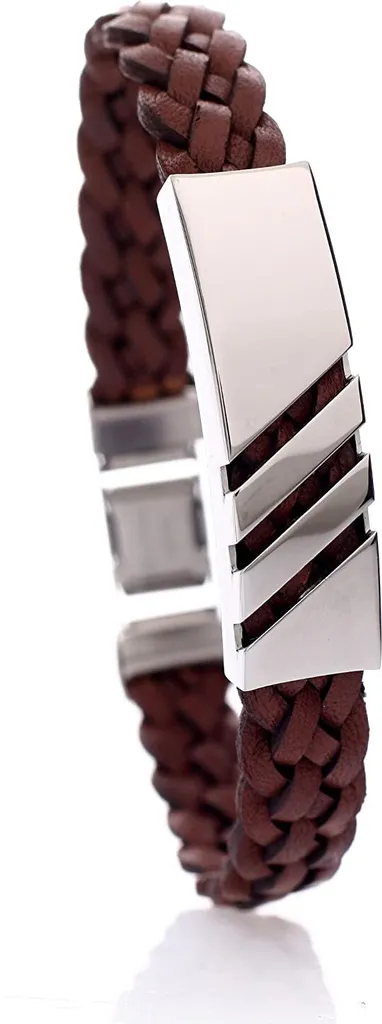Bracciale SB9005: Pelle Robusta e Acciaio Inox - Stile Adventure