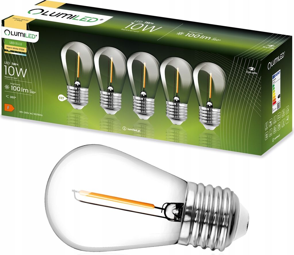 LUMILED LED žiarovky E27 Warm White ST45/S14 1W nahrádzajú Obrázok produktu 