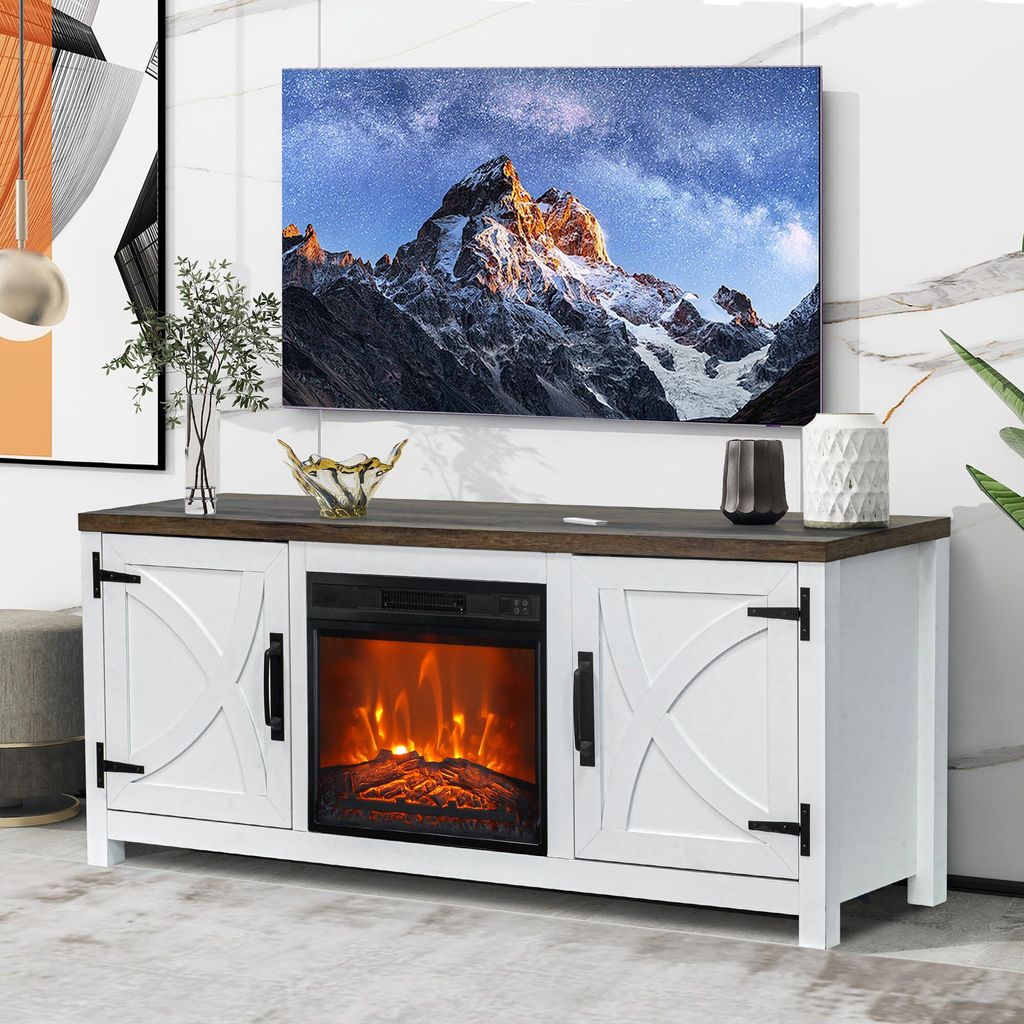 Mueble de TV Parrot Uncle con chimenea eléctrica, Imagen del producto 