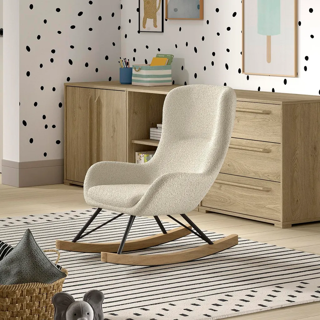 Petit Fauteuil à Bascule Confortable Beige - Solution Gain de Place
