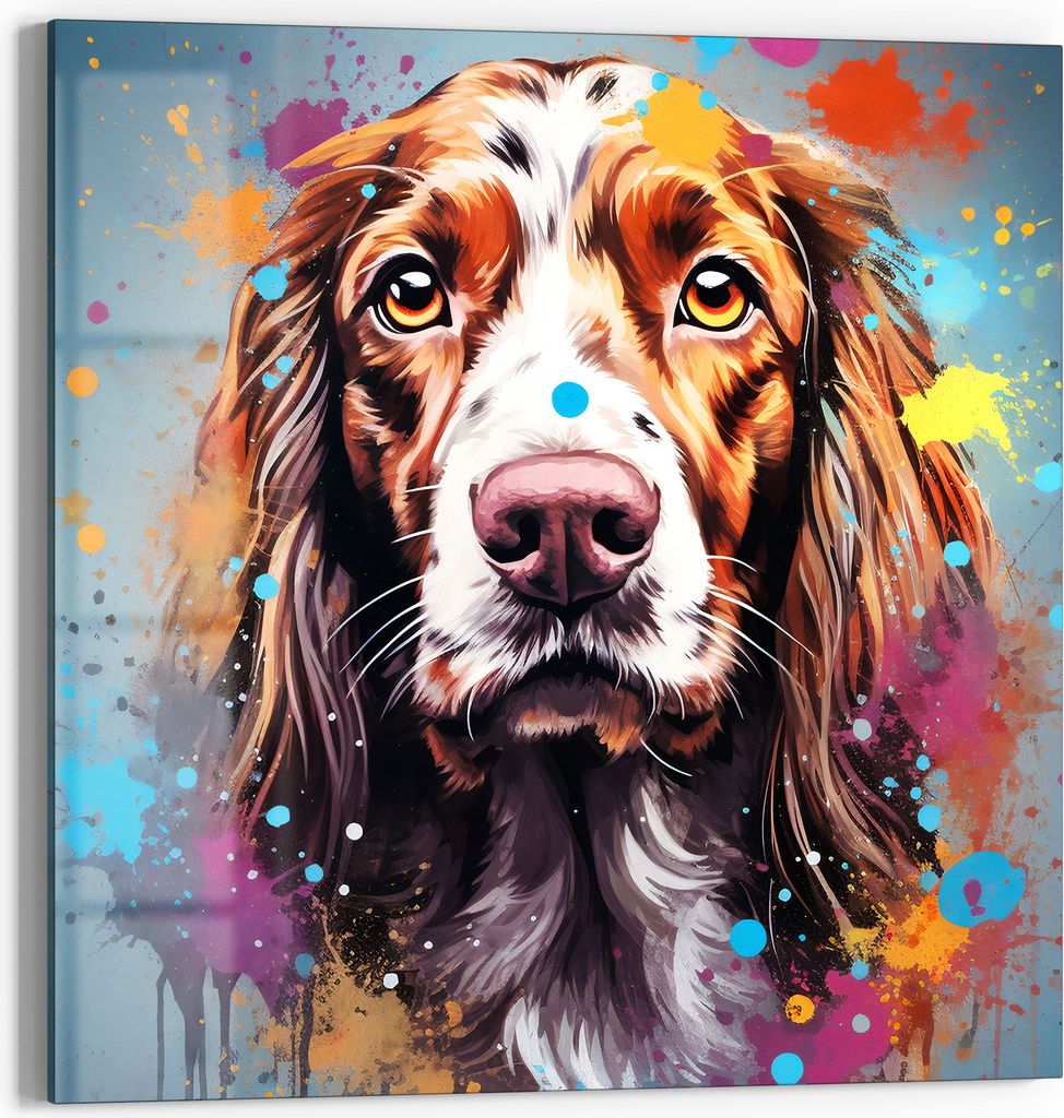 DEQOART Glasbild Echtglas 50x50 cm 'Farbenfroher Blick' Wandbild Bild modern Deko