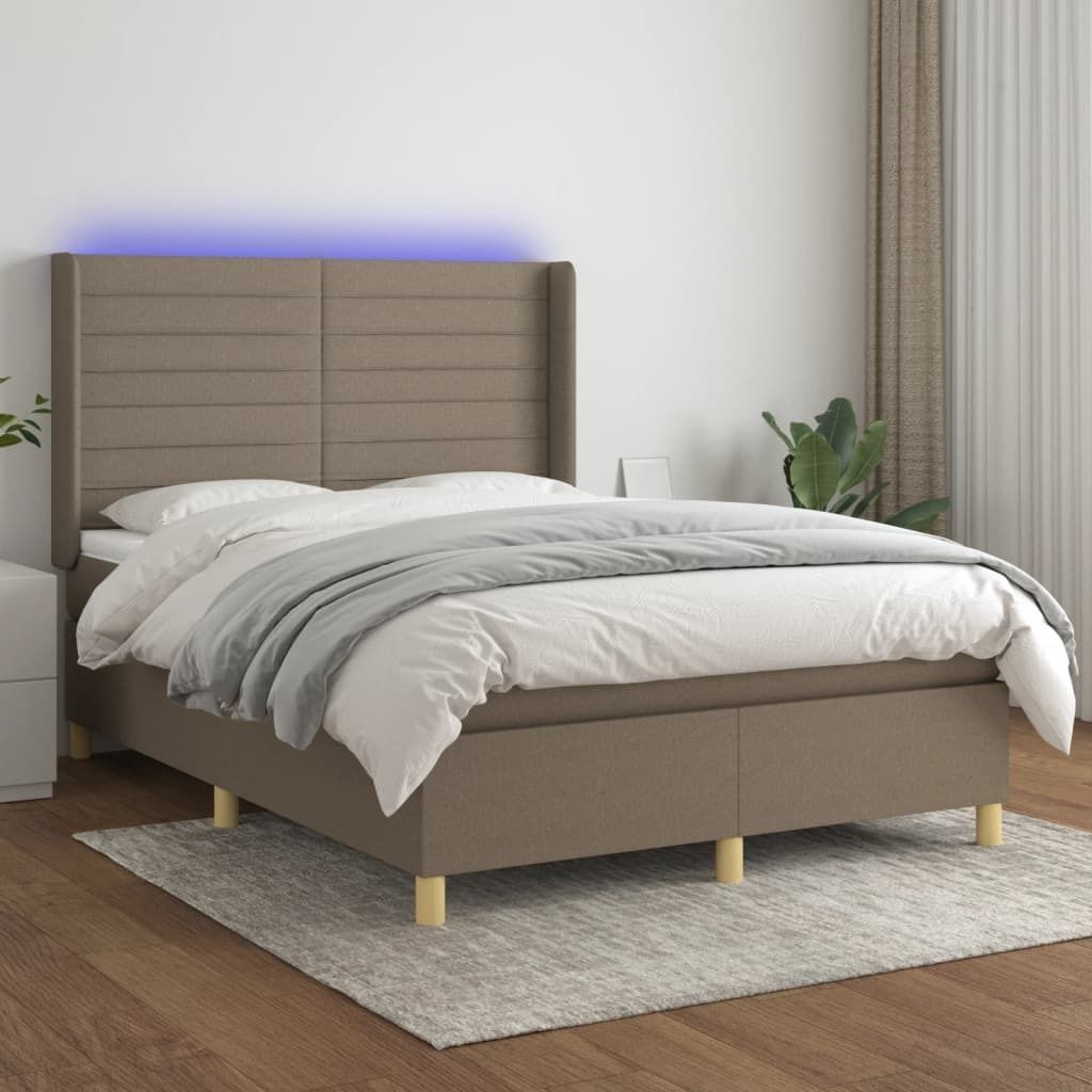 Maison Exclusive - Boxspringbett mit Matratze & LED Taupe 140x200 cm Stoff