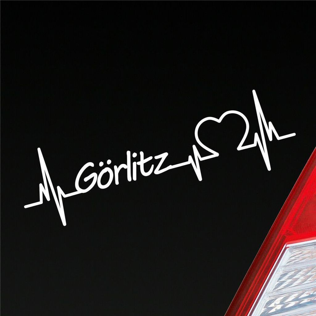 Auto Aufkleber Görlitz Herz Herzschlag 19x6 cm Weiss Matt Sticker Heckscheibenaufkleber