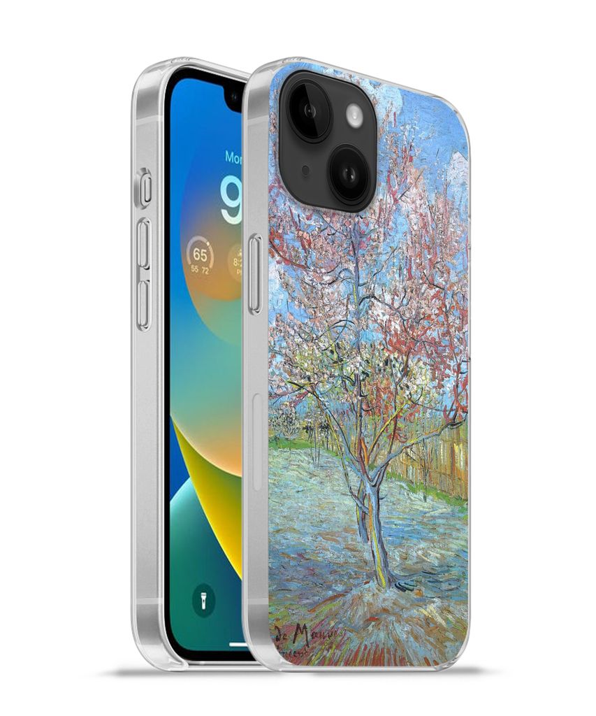 MuchoWow Handyhülle Schutzhülle Hülle für Apple iPhone 14 - Softcase Der rosa Pfirsichbaum - Vincent van Gogh Silikon Softcase Handy Hülle -...
