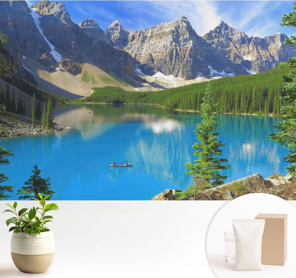 Fototapete - 104x70 cm - Tapete - Wandtapete - Wandbilder - Dekofolie - Tapete Folie - Wand - Dekoration - Wohnzimmer - Bergsee