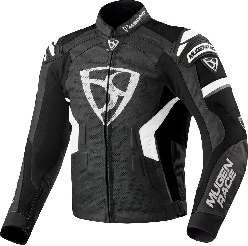 MUGENRACE Marcus Motorrad Lederjacke, schwarz/weiß, 56