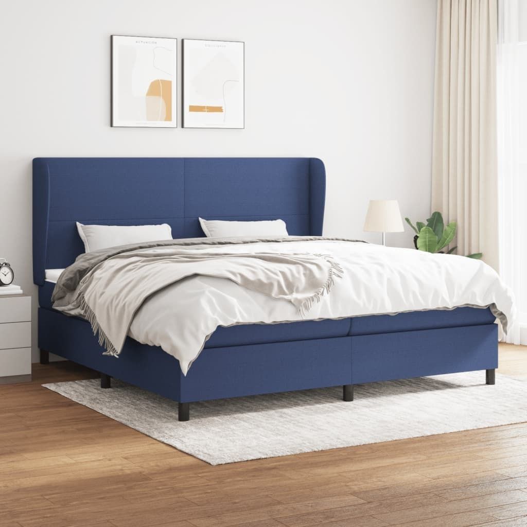 The Living Store Boxspringbett mit Matratze Blau 200x200 cm Stoff