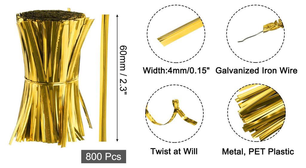 800 Stš¹ck 2,3" Twistbinder, Metallische Twist Ties, Wiederverwendbare Kunststoffbeschichtete Twistbinder fš¹r B?ckerei, Sš¹?igkeitenbeutel, ...
