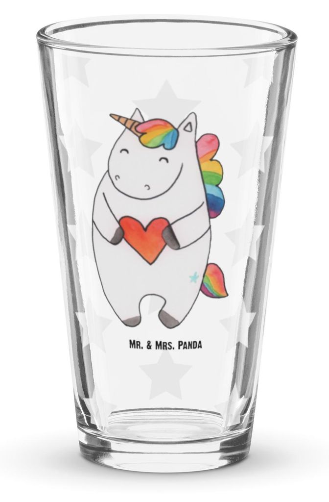 Mr. & Mrs. Panda Trinkglas Einhorn Herz - Transparent - Produktbild 