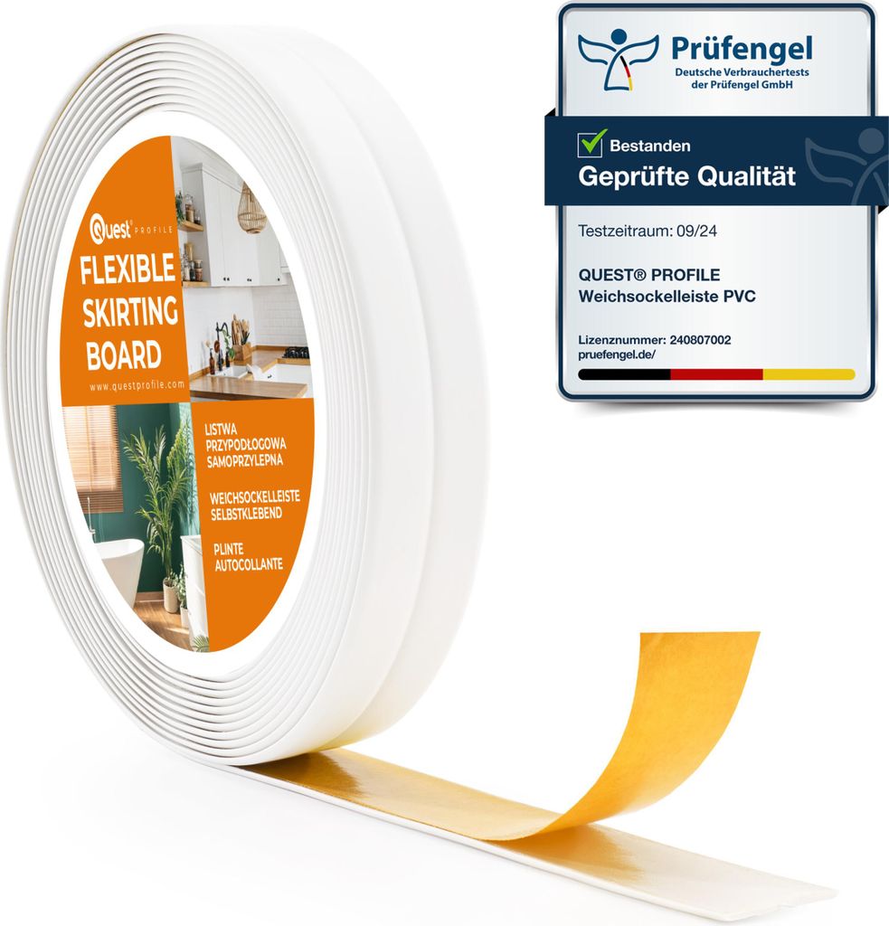 QUEST Profilo di finitura in PVC 10x10mm, 5m, autoadesivo, Immagine del prodotto 
