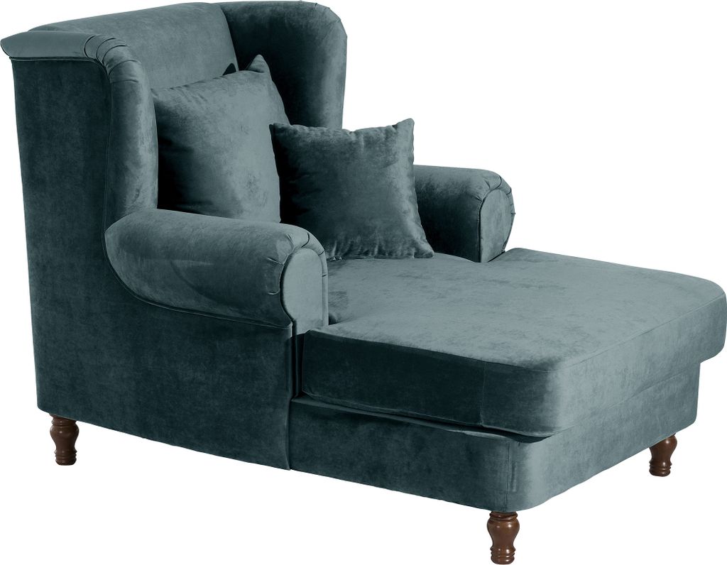 Max Winzer Big-Sessel inkl. 2x Zierkissen 55x55cm + 40x40cm Mareille - Samtvelours azur - Maße: 103 x 149 x 103 cm
