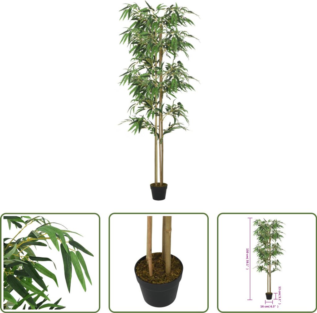 The Living Store Bambusbaum Künstlich 988 Blätter 150 cm Grün