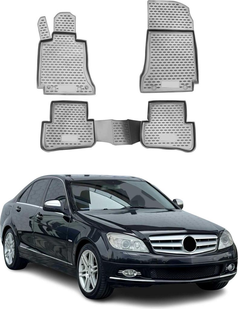 2008-2014 Mercedes Classe C W204 Tapis TPE Gris 4 pcs Image du produit 